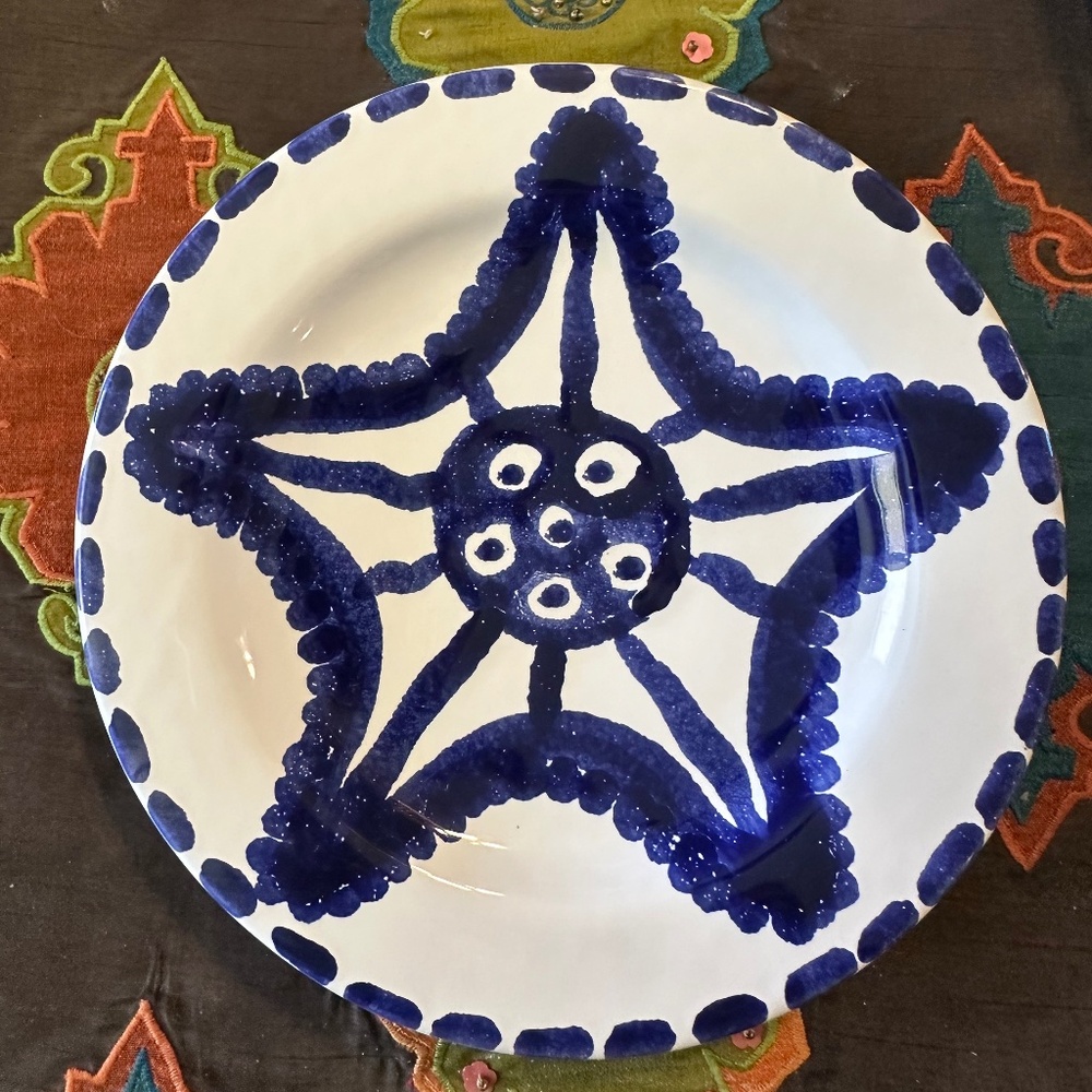 Vietri Hand Painted Starfish Salad Plate